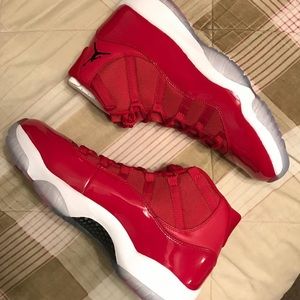 2 pair of Jordan retro 11s red and blue
